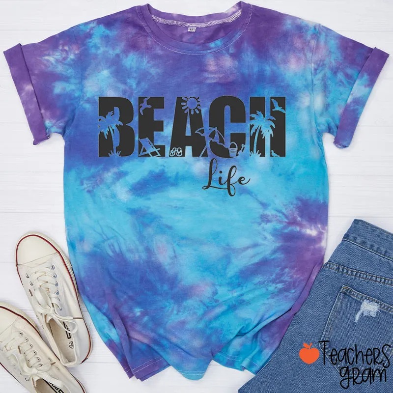 Beach Life Teacher Tie-dye T-Shirt