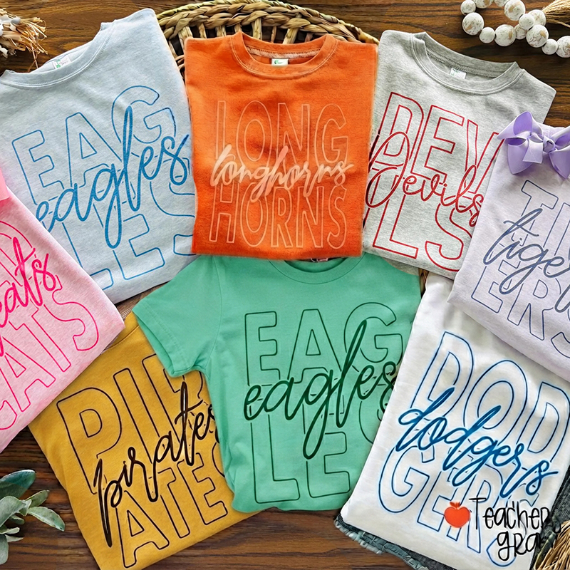 Personalized Mascot Stacked Text Teacher T‑Shirt