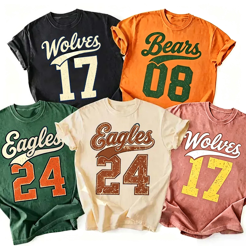 Personalized Mascot And Number Vintage Distressed Graphic Teacher T‑Shirt