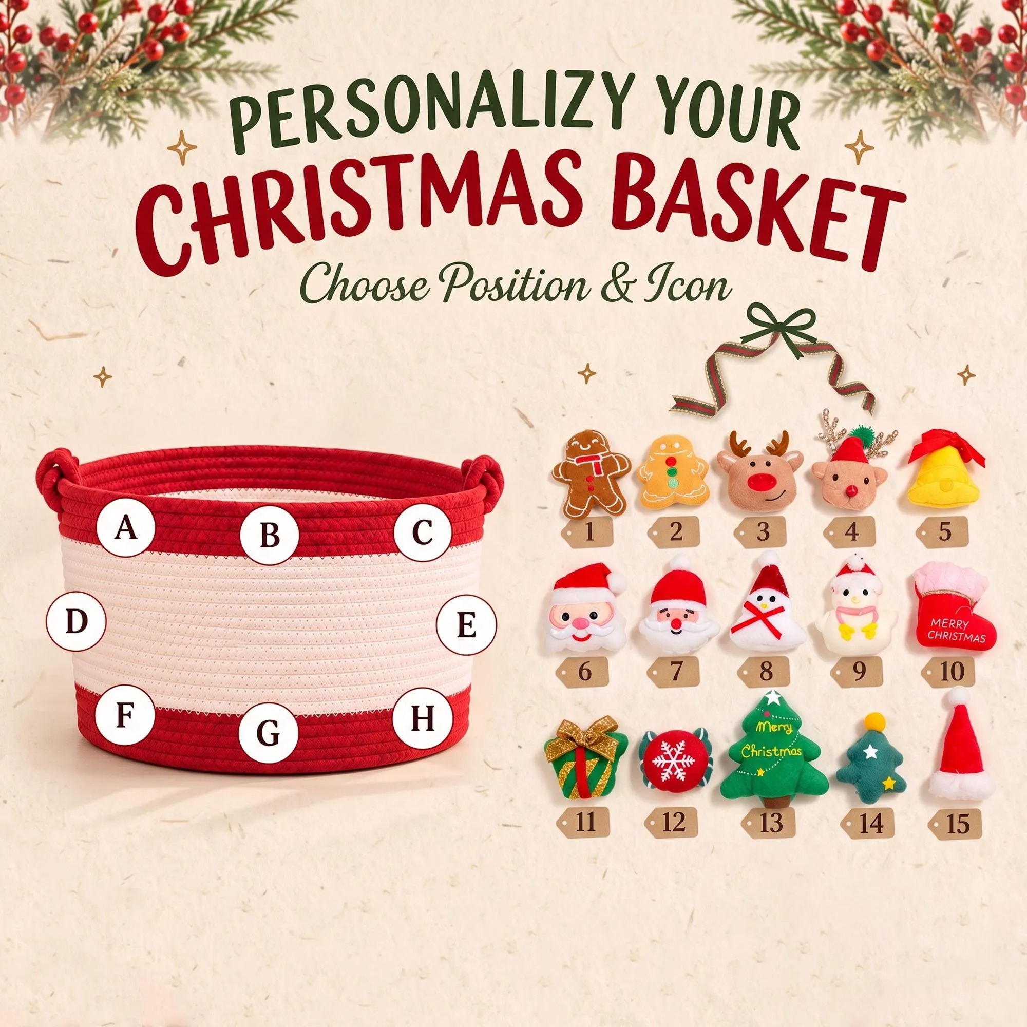 Personalized Embroidered Name Christmas Gift Crochet Baskets