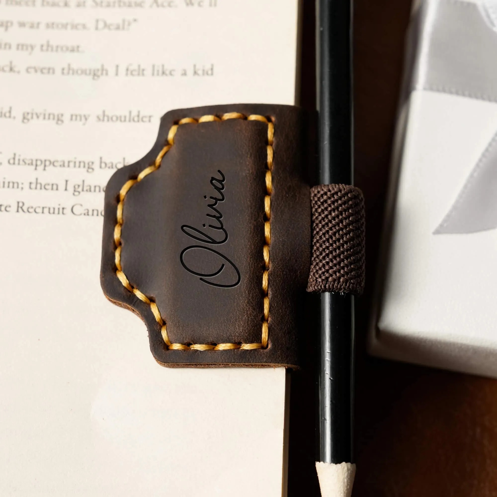 Personalized Leather Magnetic Bookmark