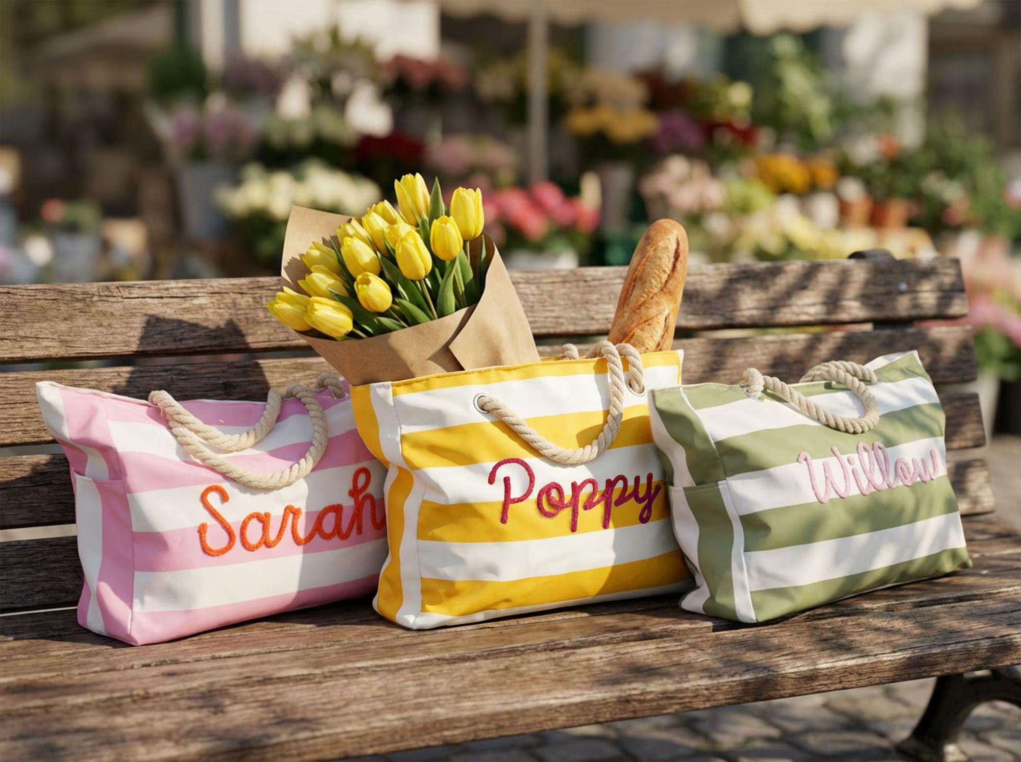 Personalized Embroidered Summer Vacation Zipper Beach Bag