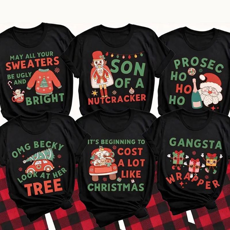 Personalized Retro Funny Christmas Cartoon Collection Teacher T-Shirt
