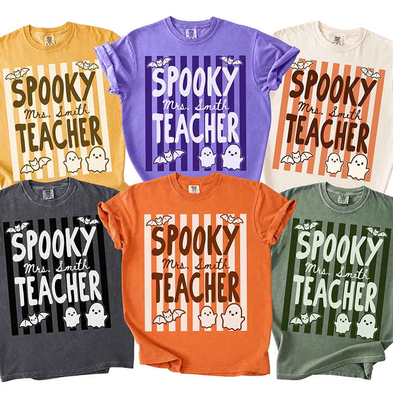 Personalized Spooky Teacher Halloween Teacher T‑Shirt