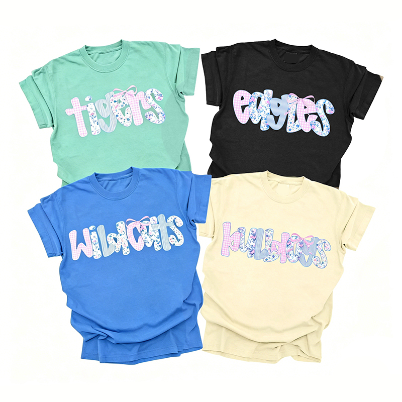 Personalized Mascot Floral Printing Letter Teacher T-Shirt