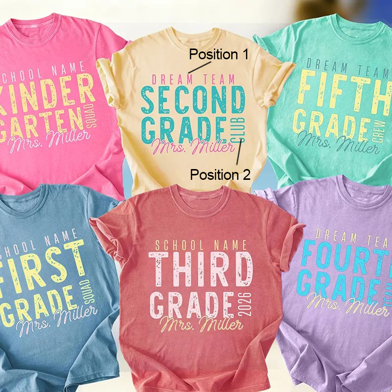 Personalized Grade School Supply Teacher T-Shirt