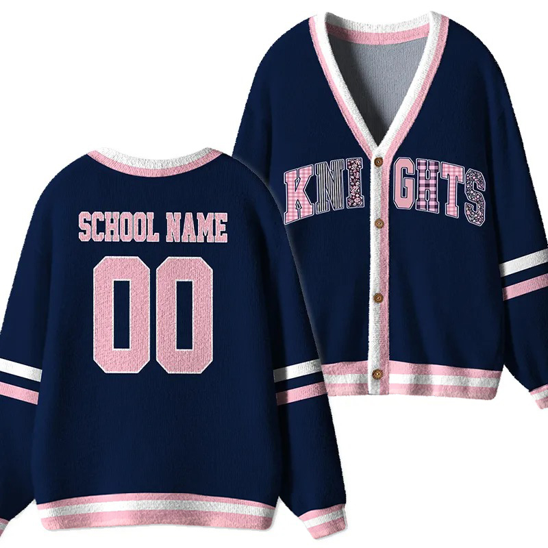 Personalized School Name Number Mascot Teacher Ugly Cardigan Sweater