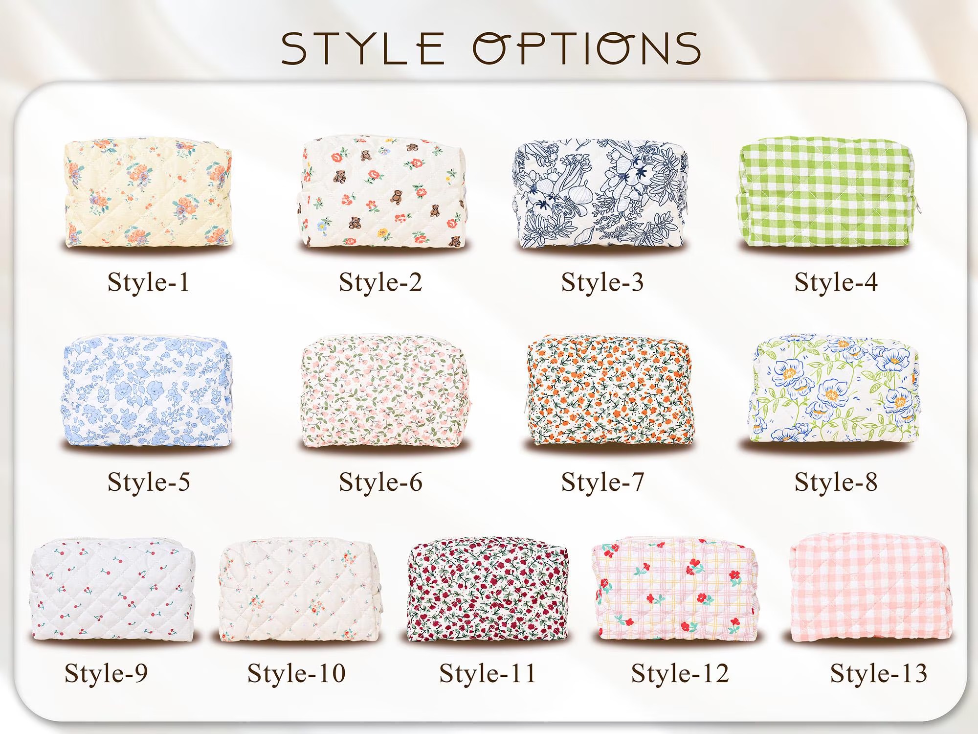 Personalized Embroidered Pastoral Style Makeup Bag