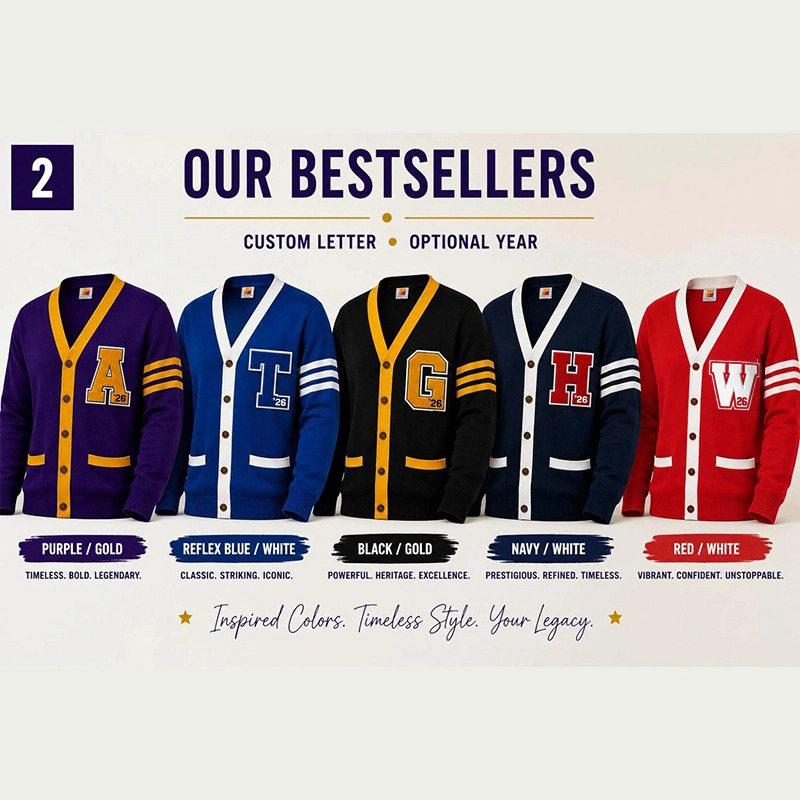 Personalized Letter Preppy Striped Teacher Ugly Cardigan Sweaters