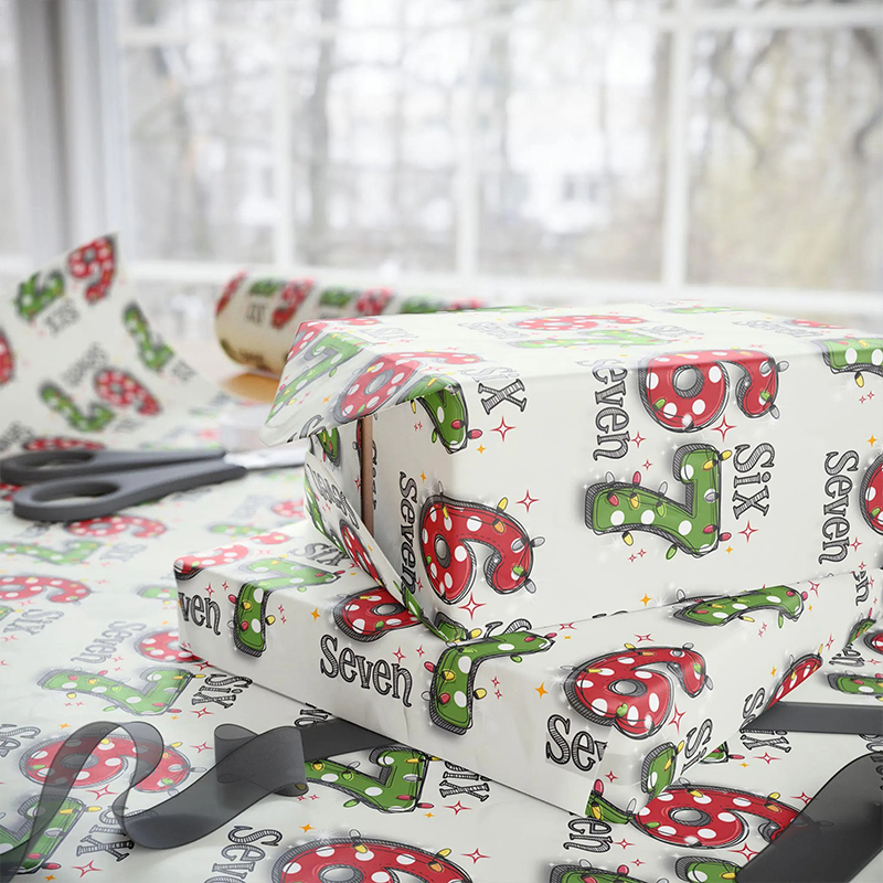 Six Seven Holiday Lights Teacher Wrapping Paper