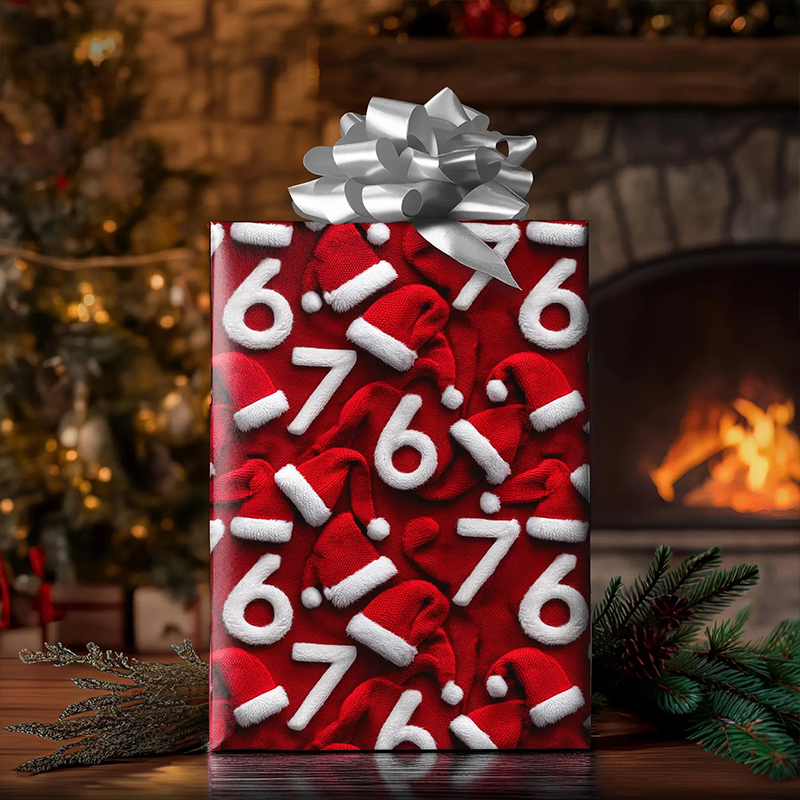 Funny 67 Meme Santa Hats Teacher Wrapping Paper