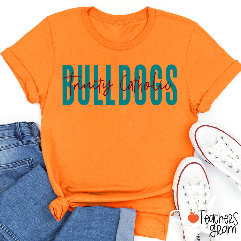 Personalized Mascot And School Name Simple Design School Spirit Teacher T-Shirt