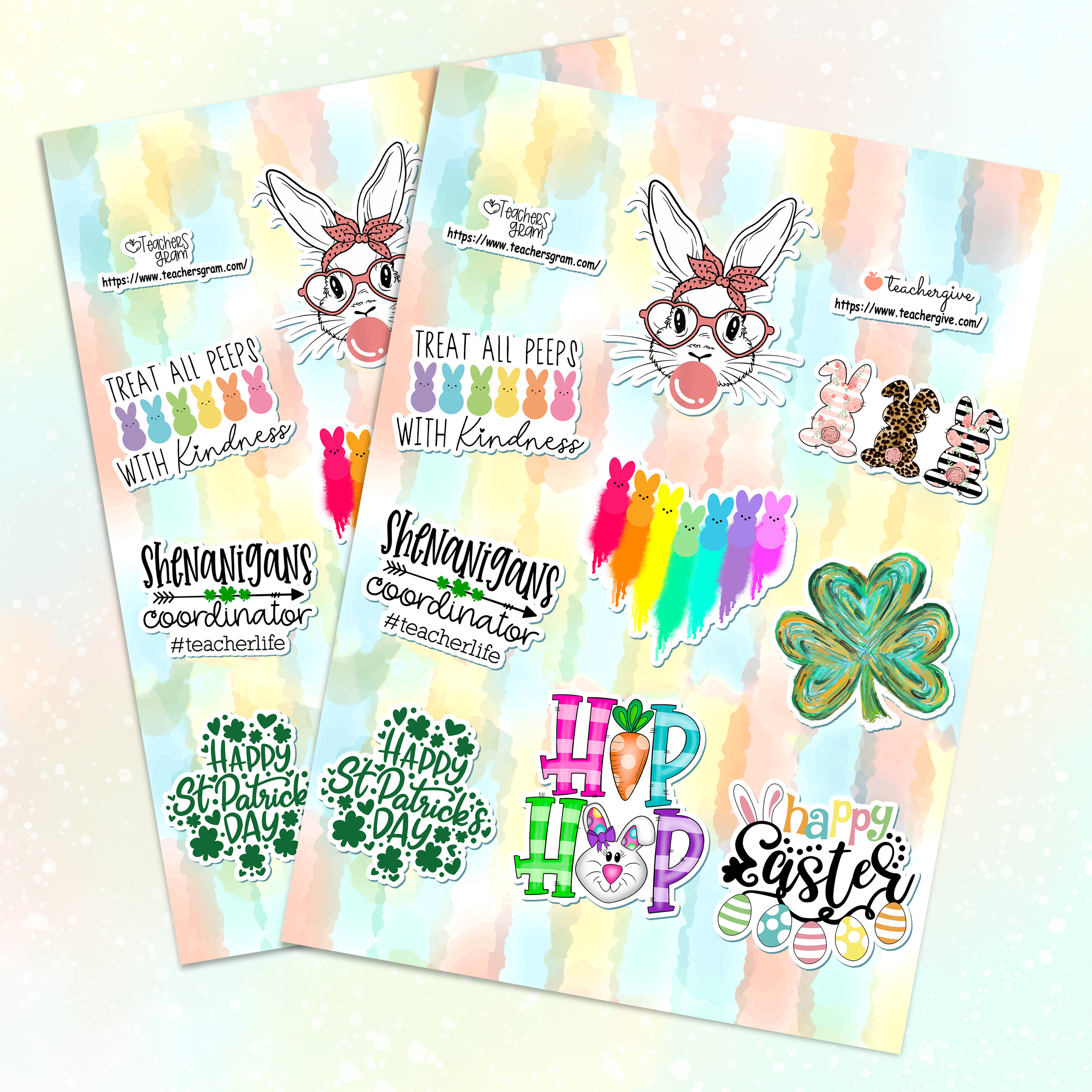 Happy Easter & St. Patrick's Day 9 PCS Teacher Stickers