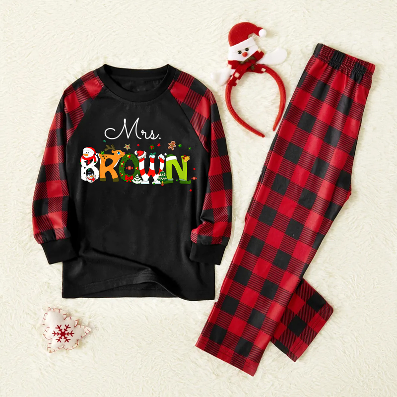 Personalized Christmas Style Teacher Pajamas