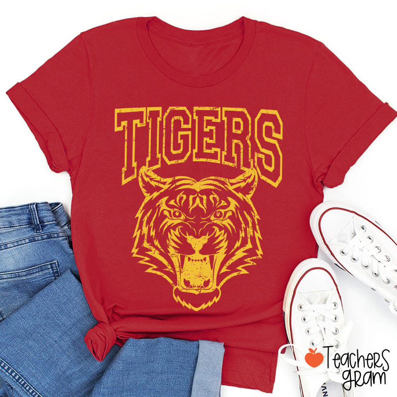 Personalized Mascot Arched Font School Spirit Teacher T-Shirt