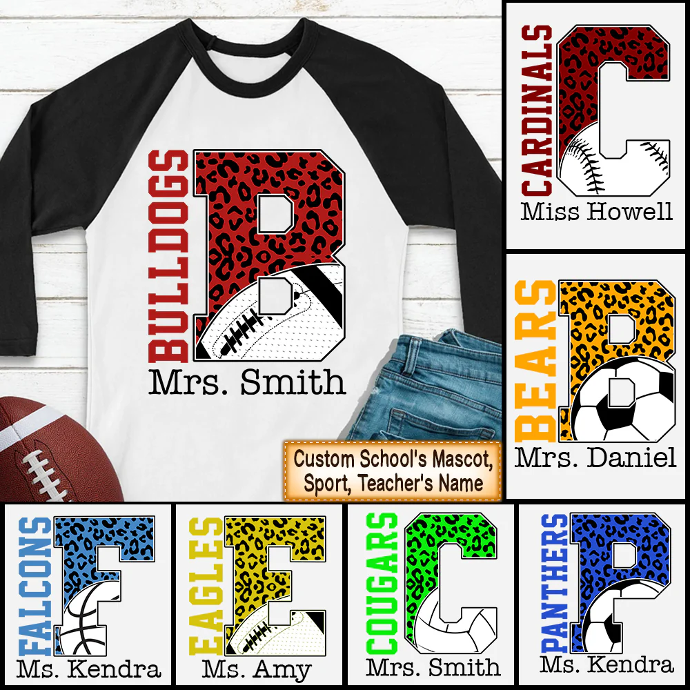 Personalized Mascot And Ball Icon Teacher T-Shirt