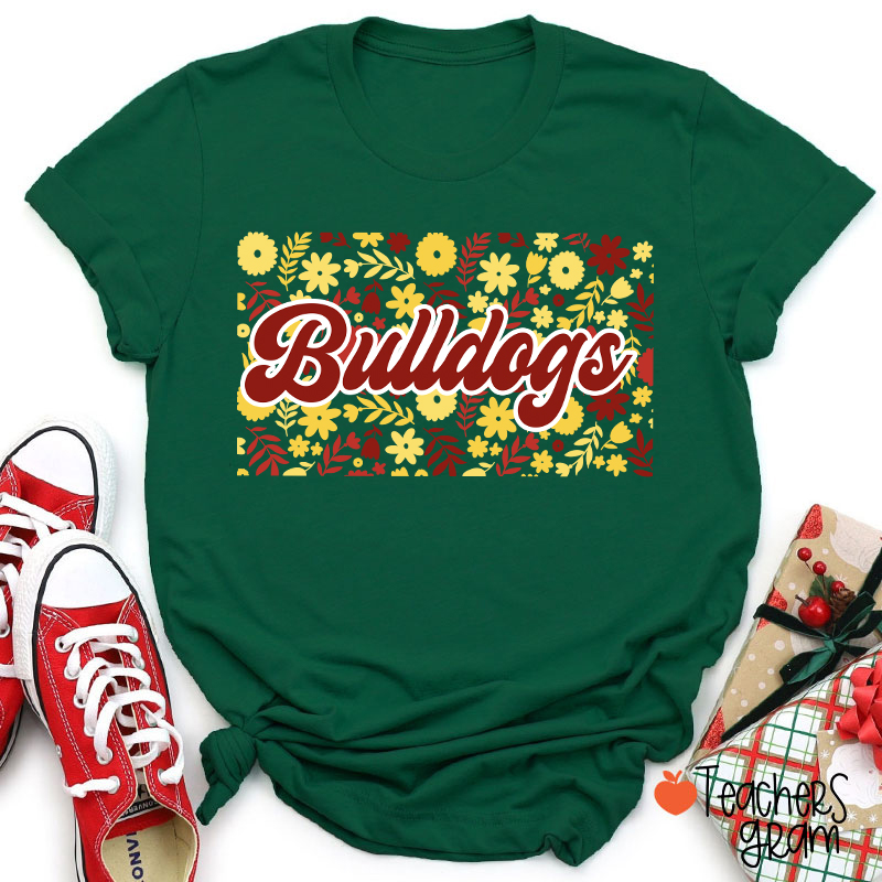 Personalized Mascot Flowers And Plants School Spirit Teacher T-Shirt
