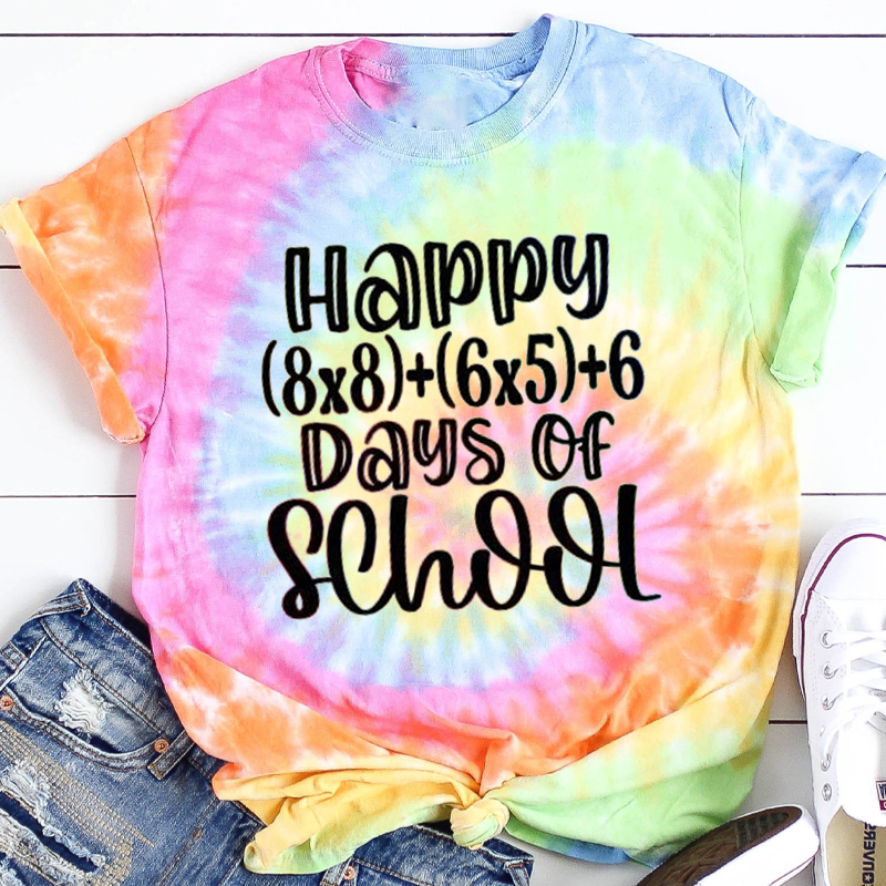 Happy 100 Days Of School Math Problem Teacher Tie-dye T-Shirt