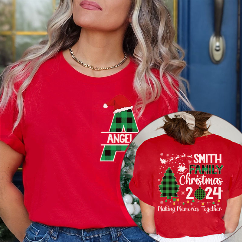 Personalized Name Family Or Grade Christmas Teacher Two Sided T-Shirt