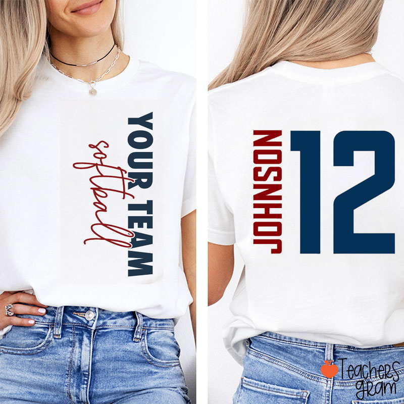 Personalized Mascot Game Day Team Teacher Two Sided T-Shirt