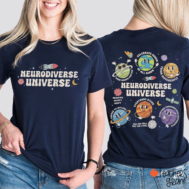 Neurodiverse Universe Teacher Two Sided T-Shirt