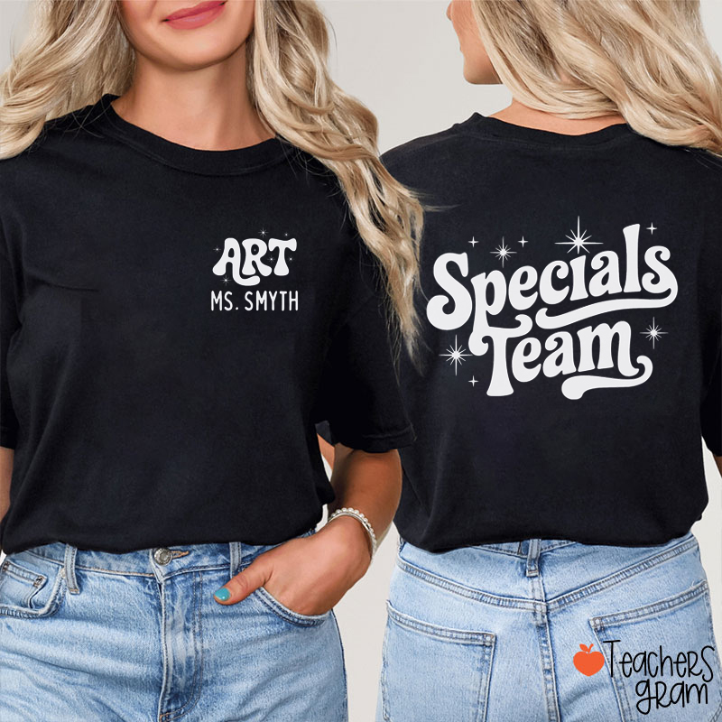 Personalized Suject And Name Specials Team Teacher Two Sided T-Shirt