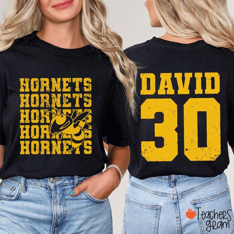 Personalized Mascot And Name Team Spirit Game Day Teacher Two Sided T-Shirt