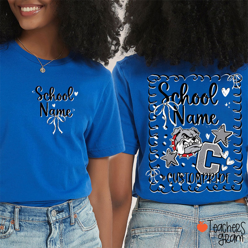 Personalized Mascot School Spirit Teacher Two Sided T-Shirt