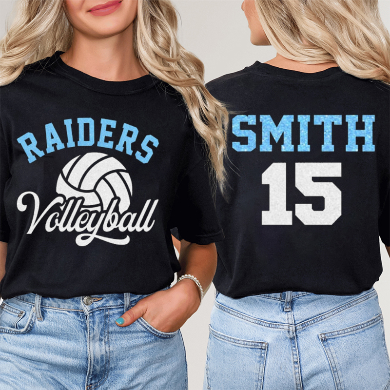 Personalized Mascot And Sport Cheer Up Teacher Two Sided T-Shirt