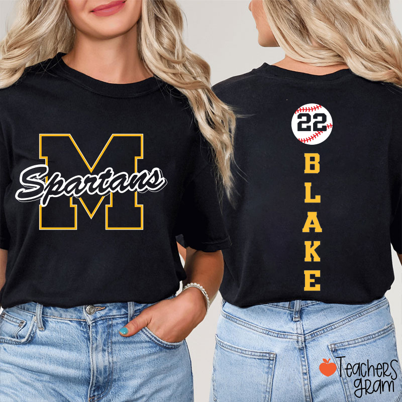Personalized Mascot And Sport Game Day Teacher Two Sided T-Shirt