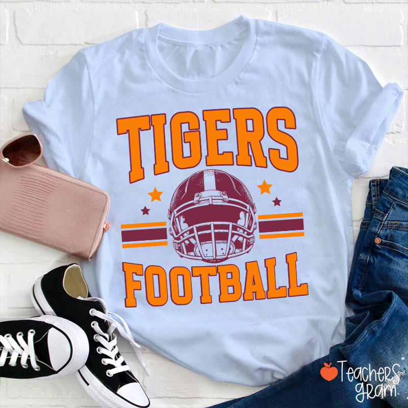Personalized Mascot Football School Spirit Teacher T-Shirt