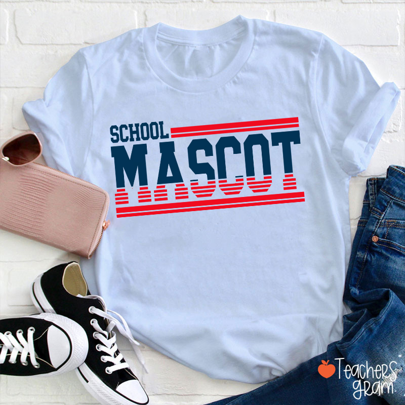 Personalized Mascot Contrasting Lines School Spirit Teacher T-Shirt    