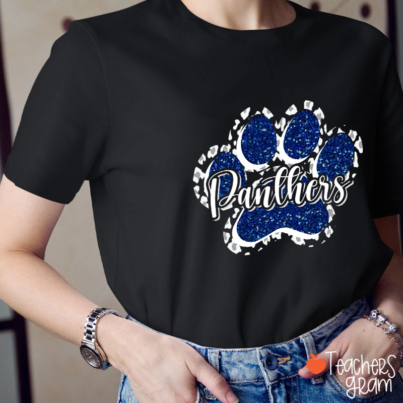 Personalized Mascot Glitter Paw Teacher T-Shirt