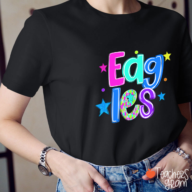 Personalized Mascot Colorful Font Sart Polka Dots Teacher T-Shirt