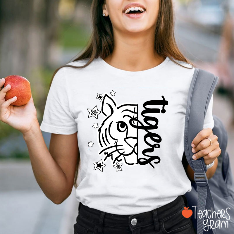 Personalized  Mascot Stick Figure Drawing Teacher T-Shirt