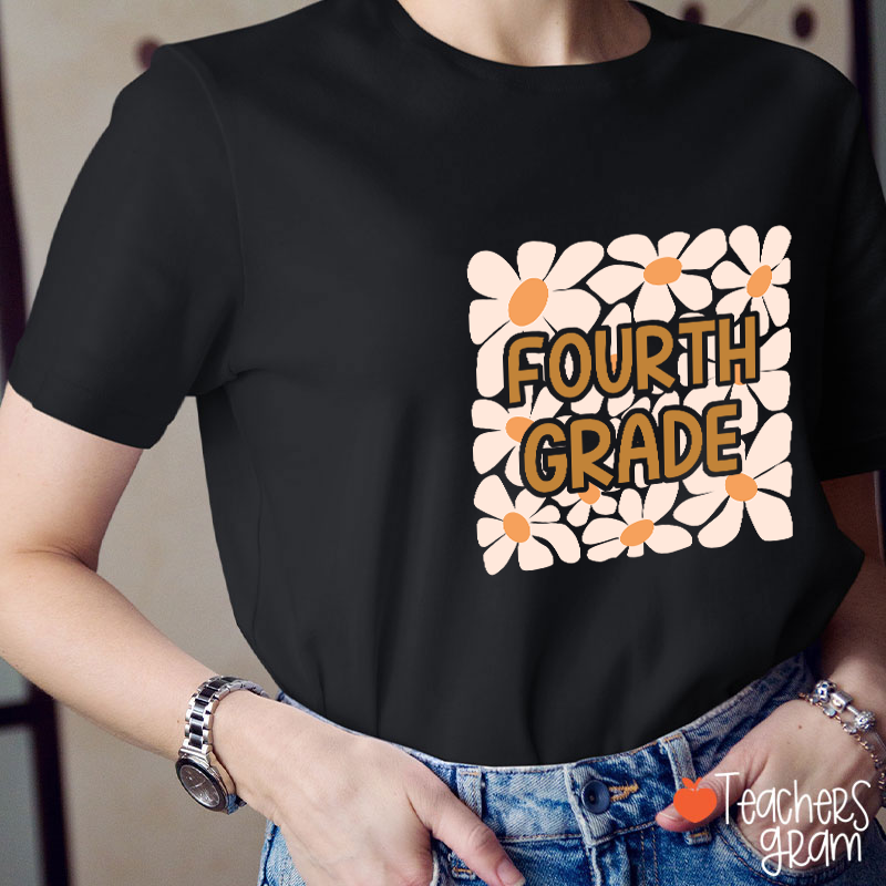 Personalized Yellow Daisy Grade Teacher T-Shirt