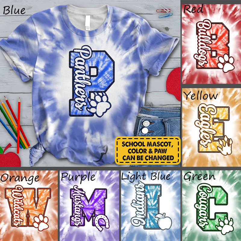 Personalized School Mascot Paw All Over Teacher Printed T-Shirt
