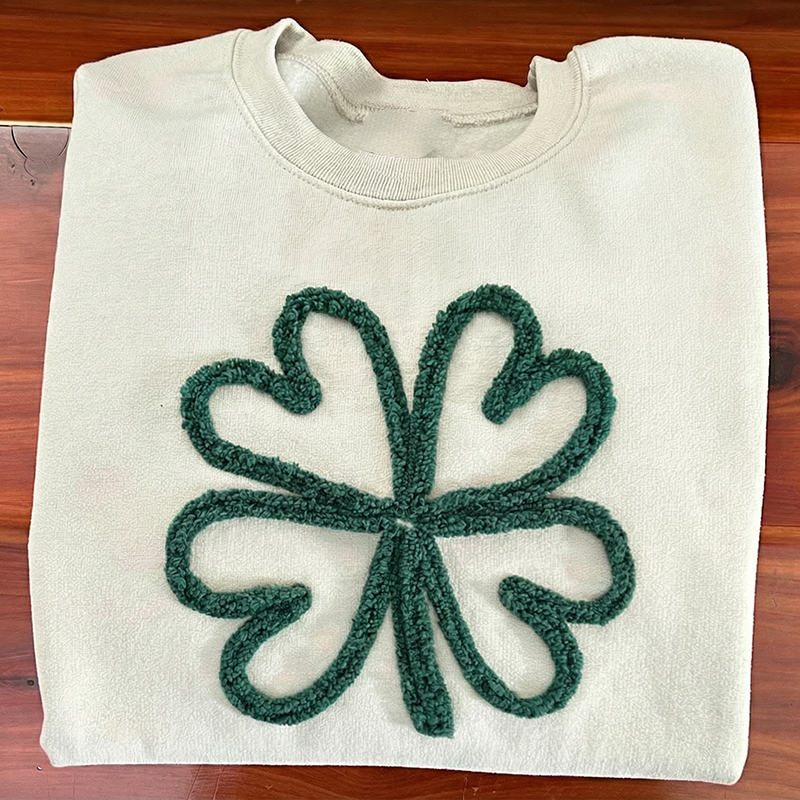 Shamrock St. Patrick's Day Chenille Yarn Teacher Sweatshirt
