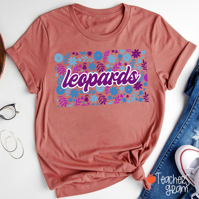 Personalized Mascot Flowers And Plants School Spirit Teacher T-Shirt