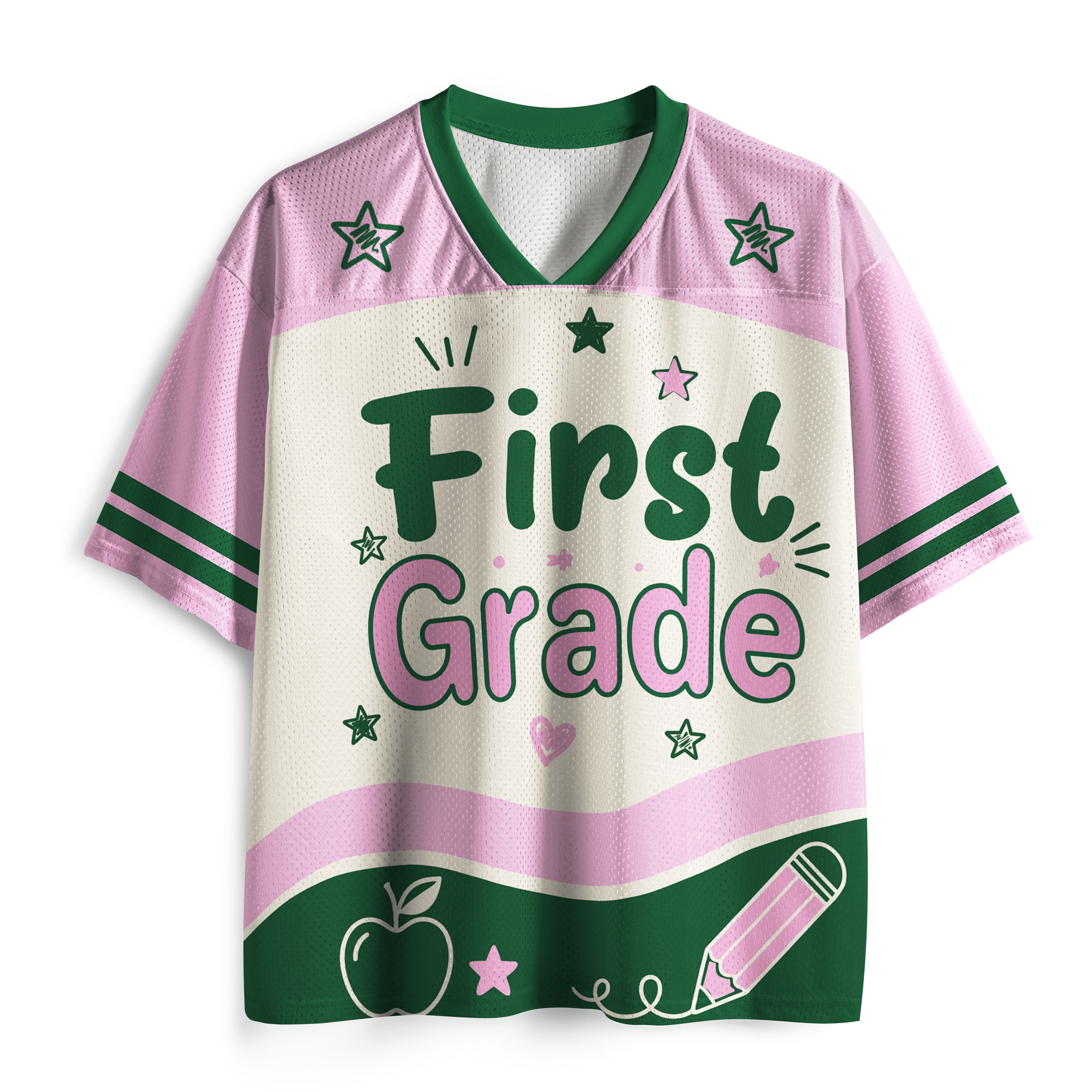 Personalized Grade And Name Preppy Color Teacher Mesh Jersey
