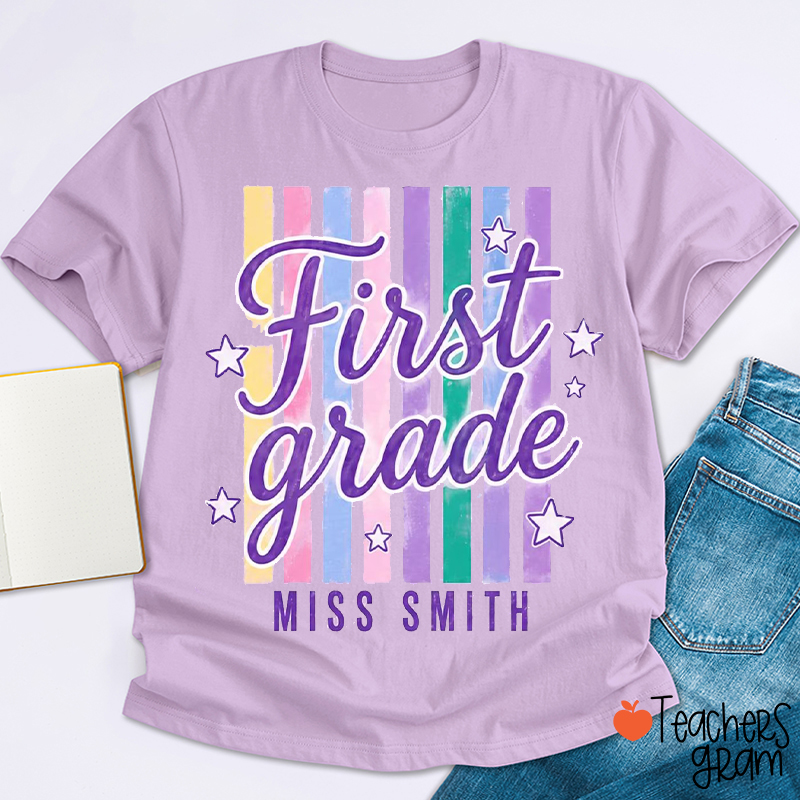 Personalized Grade And Name School Supply Crew Teacher T-Shirt