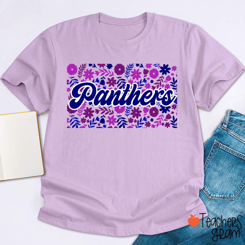 Personalized Mascot Flowers And Plants School Spirit Teacher T-Shirt