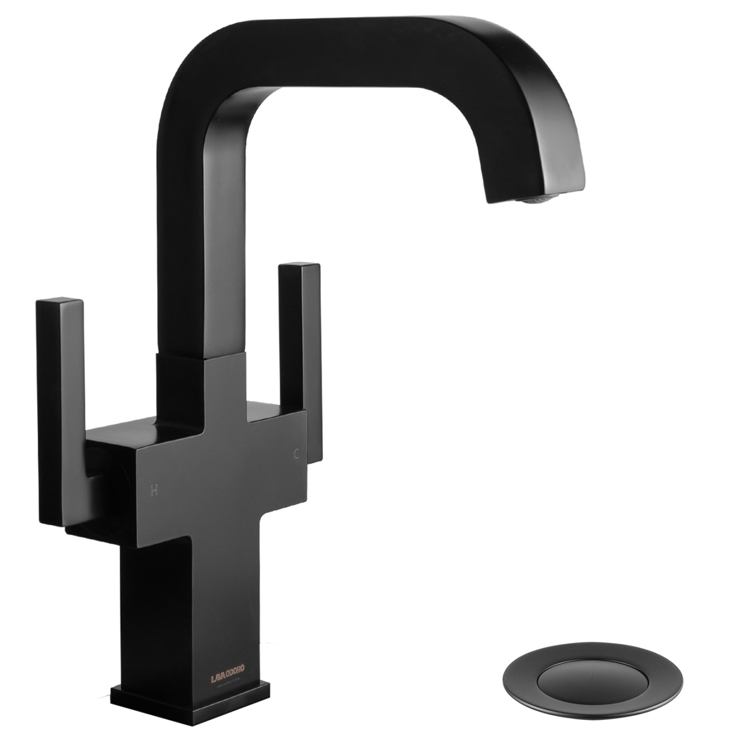Bathroom Faucet Single Hole Two Handle Bathroom Sink Faucet High Arc Swivel BF705 I Lava Odoro -LAVA ODORO