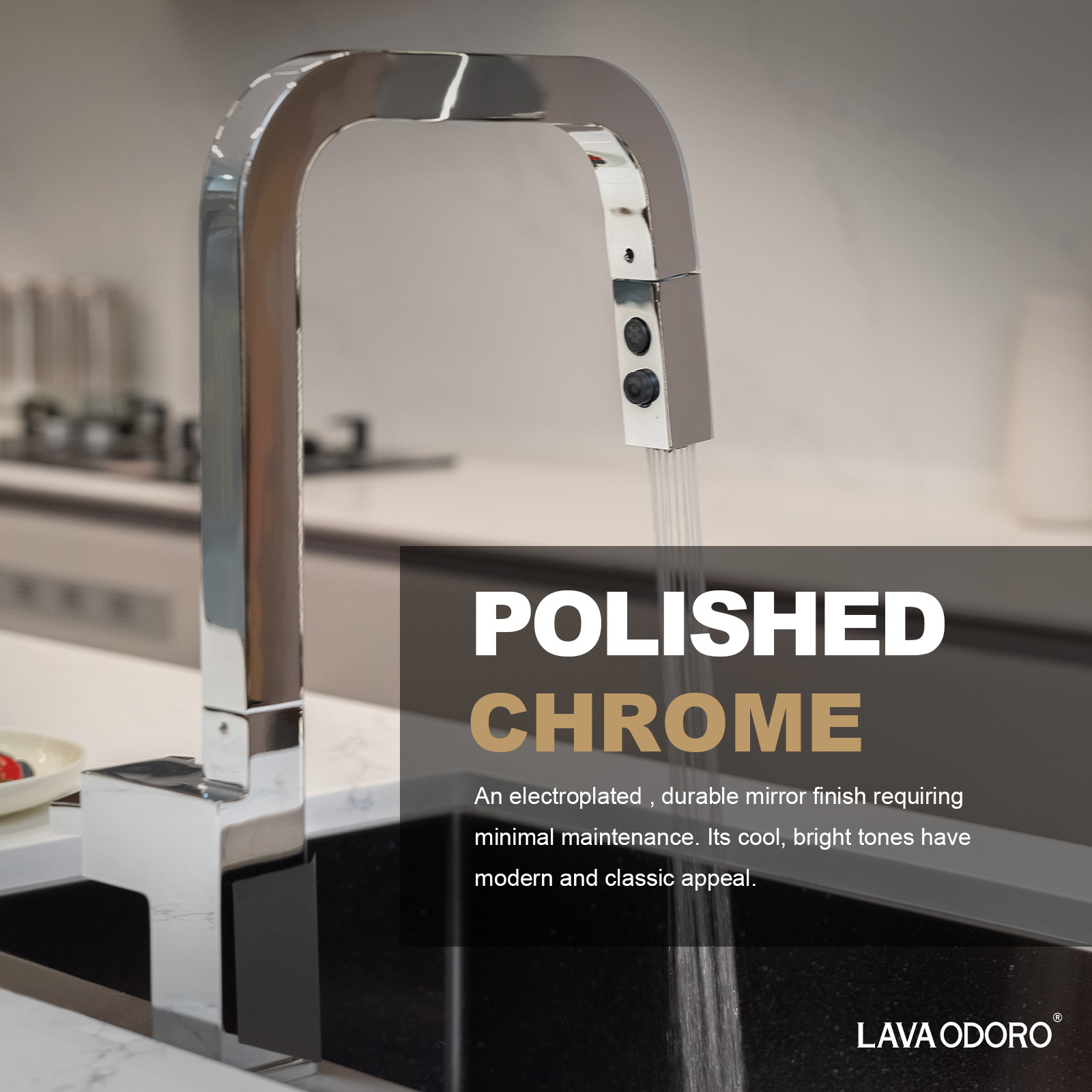 Magnetic Pull Down Kitchen Faucet, KF182 - LAVA ODORO