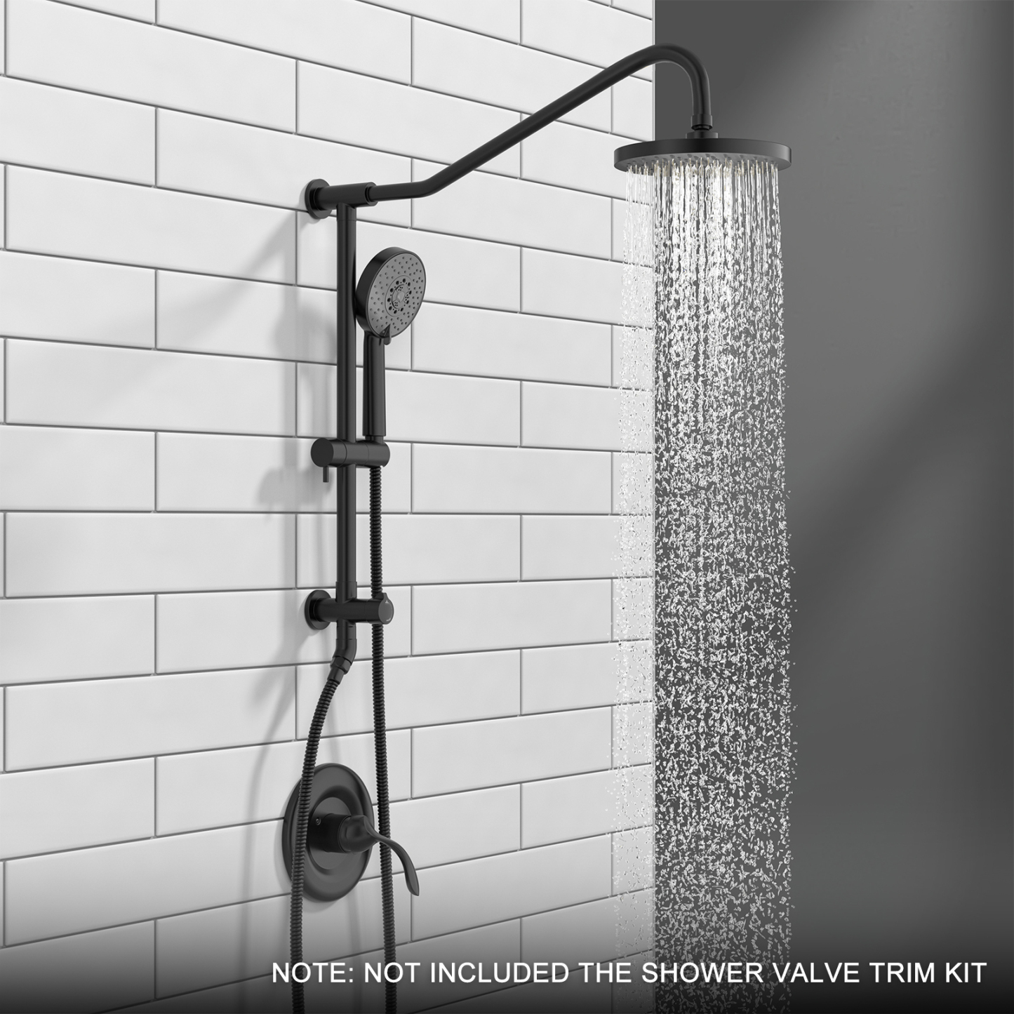 16.5-inch 5-Function Retrofit Shower System with Rain Showerhead, Matte Black, SF101-BN, Lava Odoro