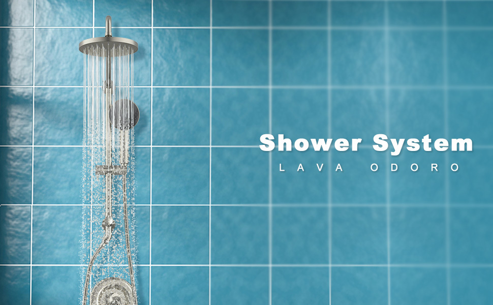 16.5-inch 5-Function Retrofit Shower System with Rain Showerhead, Brushed Nickel, SF101-BN, Lava Odoro