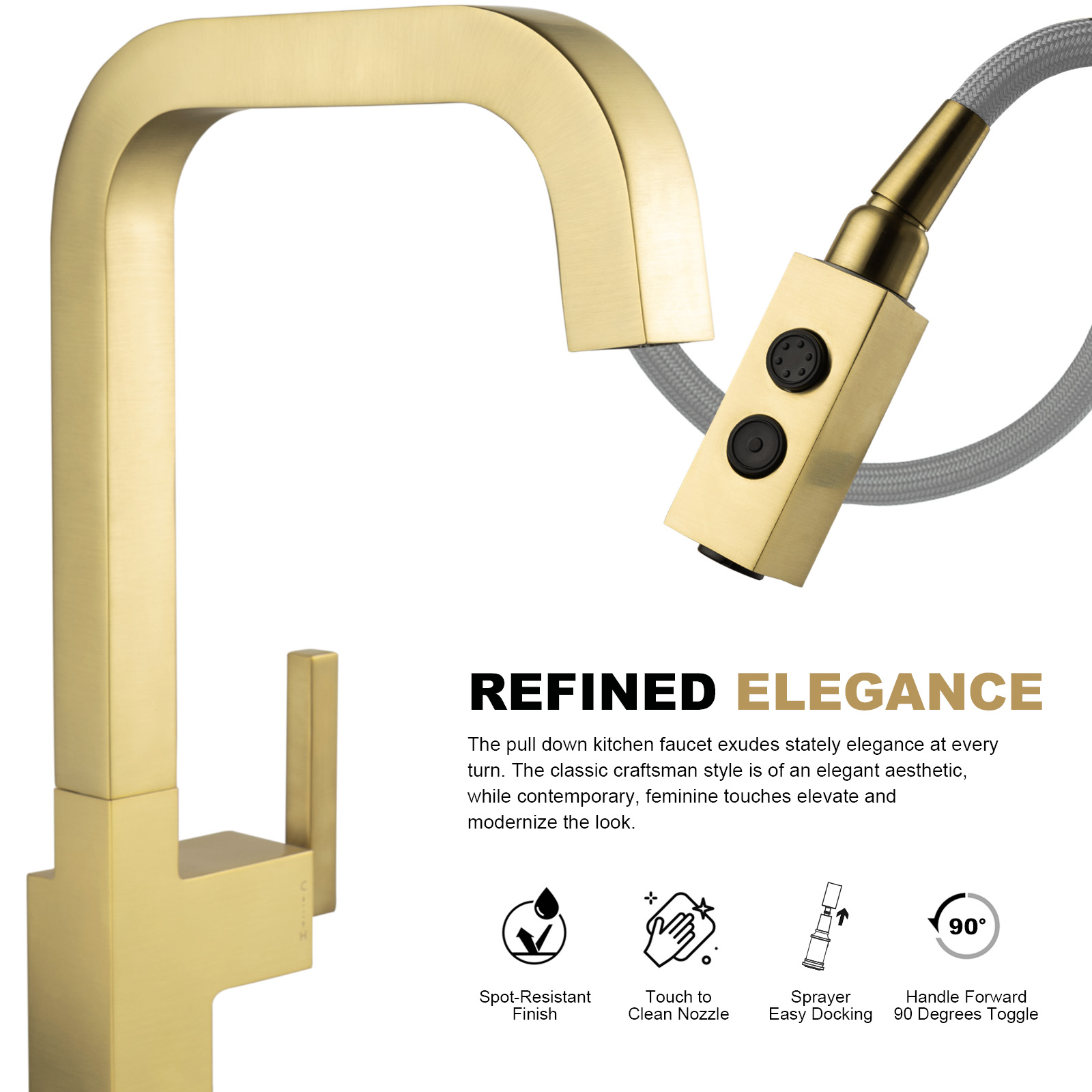 Magnetic Pull Down Kitchen Faucet, KF182 - LAVA ODORO