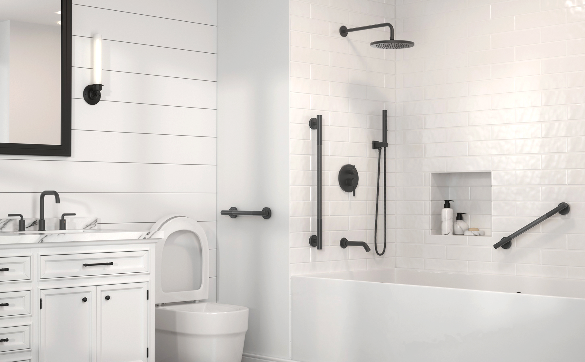 1 Pack 36" Anti-Slip Knurling Black Shower Grab Bars , SG009-K