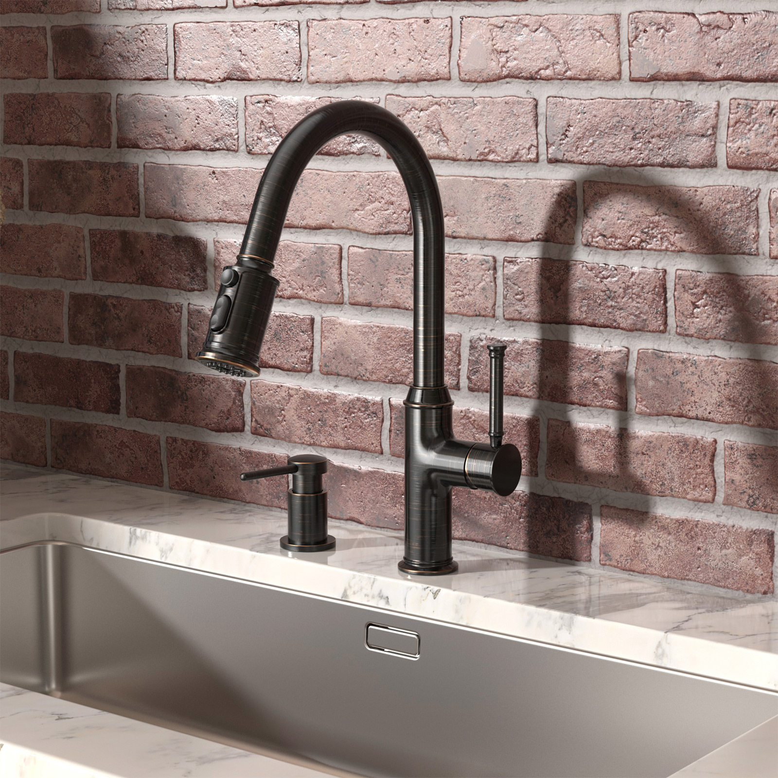 Soap Dispenser for Kitchen Sink, Oil Rubbed Bronze, 18 Oz. Lava Odoro