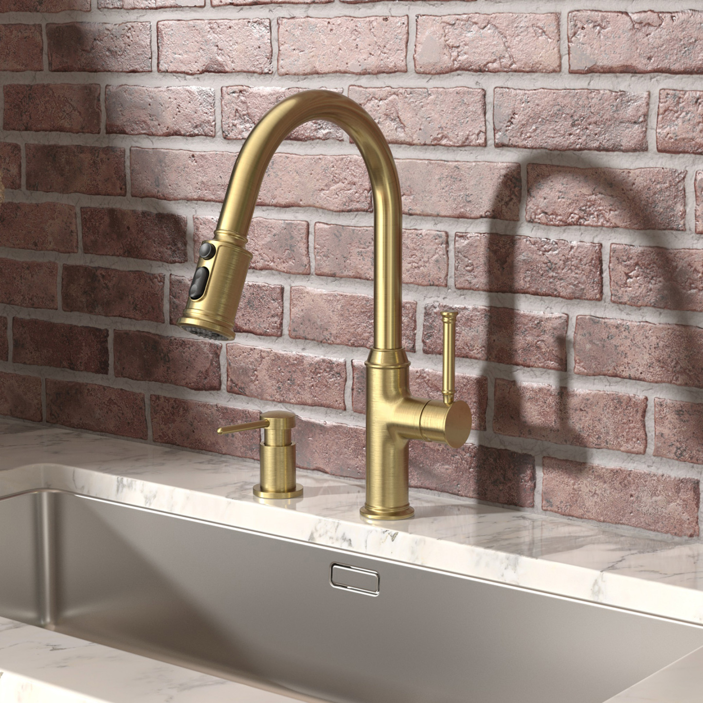 Soap Dispenser for Kitchen Sink, Brushed Gold, 18 Oz. - Lava Odoro